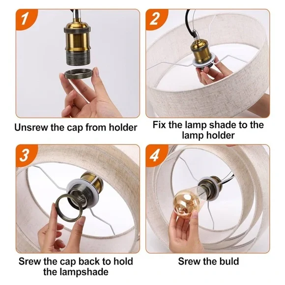 3 Tier Lamp Shade 13 inch Pendant, Floor Lamps, Hanging Light Cover Beige Linen - Picture 5 of 8